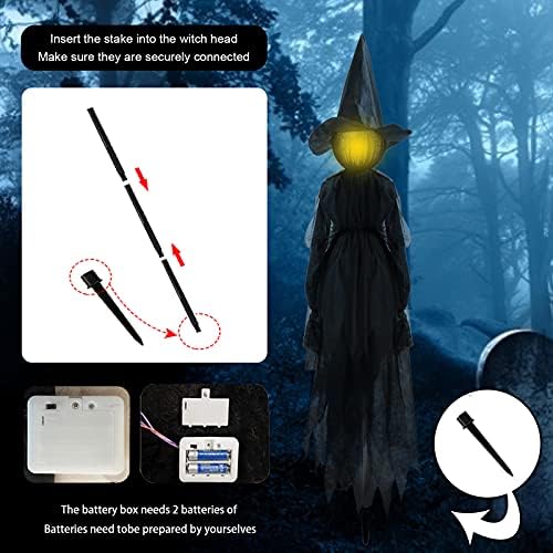 Synl Halloween Witches Decorações, 3 pessoas de mãos dadas para a bruxa luminosa, 7 coloras de luz de horror leve