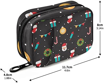 Natal Santa Snowflake Candy Pill Case Bag Box Organizer com zíper, portátil, gabinete de óleo de peixe para viagens para camping em família 7 dias