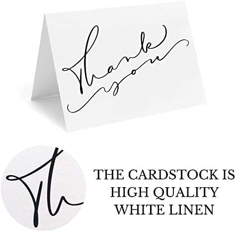 Criação Mobiusea simplesmente cartas de agradecimento modernas com envelopes | Pacote de 20 | 4 x 6 | Cartão de linho branco
