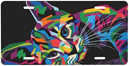 Placa da placa colorida CAT CAT CARRO DO CARRO FRONTE, CABELA DE LICENTA DE METAL CARRO, TAG VAIDADE, LIGADA DE CARRO DE NOVIDADE