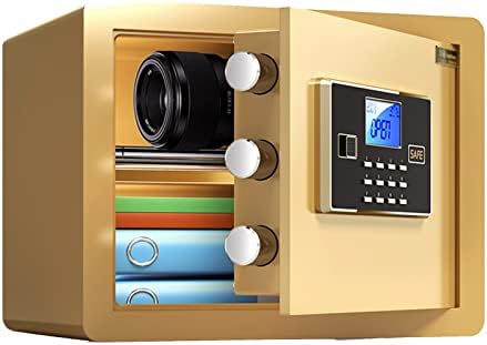 GLJ cofres armário eletrônico seguro com teclado e teclas, caixa de trava de aço, sistema de alarme duplo, porta