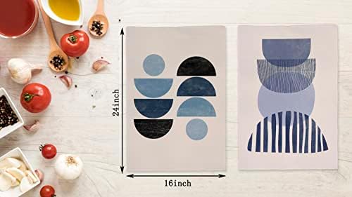 2 peças abstrato azul marinha retro escandinava arte toalhas de cozinha prato pano de prato, boho meados do século moderno absorvente secagem toalhas de mão toalhas de chá para cozinha de banheiro