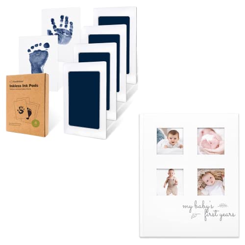 Kit de mão e pegada e pegada Kit e Baby Memory Livro de Memória de Baby First 5 Anos - Pad Pad para mão e pegadas - Modern minimalista
