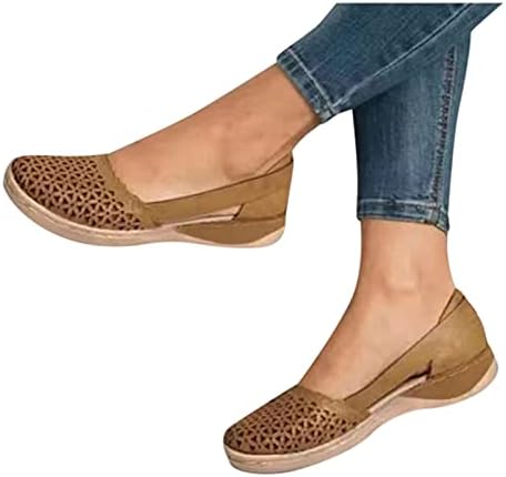 Sandálias de Gufesf Mulheres Vestiy Summer, mulheres sandálias de verão fechadas Mule Hollow Out Slip On Shoes Sandals Vintage Wedge
