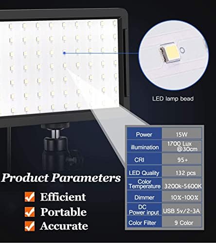 Kit de iluminação de vídeo LED de 3Packs com suporte de tripé ajustável, brilho diminuído de 5600k fotografia de pannel contínua