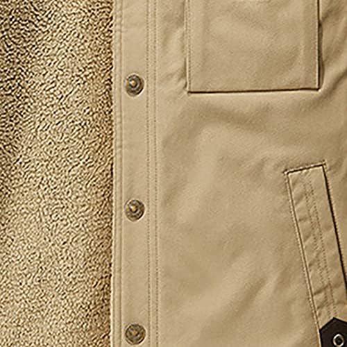 Jaqueta de Trucker de inverno Mosca de lã forrada de espessura Button Botão curta Tooling Outwear Leapa de lapela longa Jaquetas militares