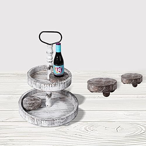 Ziluce Mini Wood Riser para decoração de bandeja em camadas, pequenos risadores de madeira para exibição, suporte de pedestal redondo
