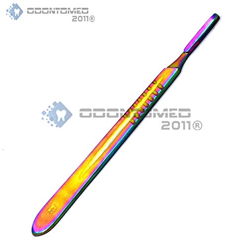 ODONTOMED2011 Multi Titanium Rainbow Color Scalpel Scalpel de aço inoxidável#4 para#20#21#22#23#24 Blades