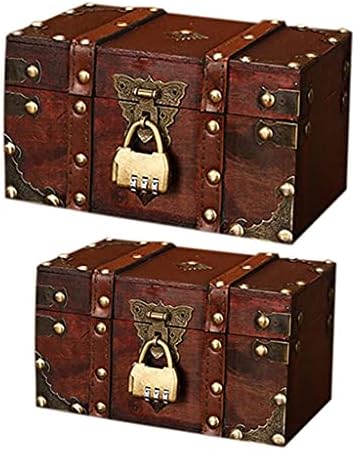 Jóia Caixa Retro Baú de Tesouro com Lock Caixa de Armazenamento Vintage de Madeira Antigo Estilo Antigo Organizador de Jóias