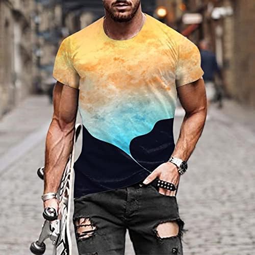 Camisetas engraçadas para homens, 3D de camisetas gráficas masculinas Bloups de bloco de cores para meninos Slim Fit Stylish Jumper