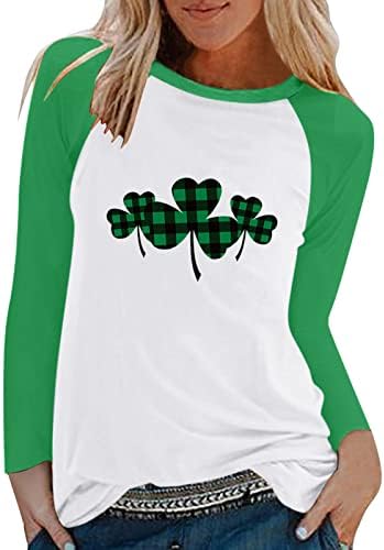 Yubnlvae St. Patrick's Day Tees for Women Tie Tye Dye Feio Crew Neck Desty Party Abençoe as camisetas abençoadas
