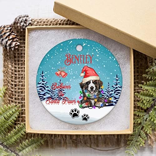 Ornamento de cachorro personalizado, ornamento de Natal para cachorros, acredita em patas de santa, ornamento de cachorro personalizado