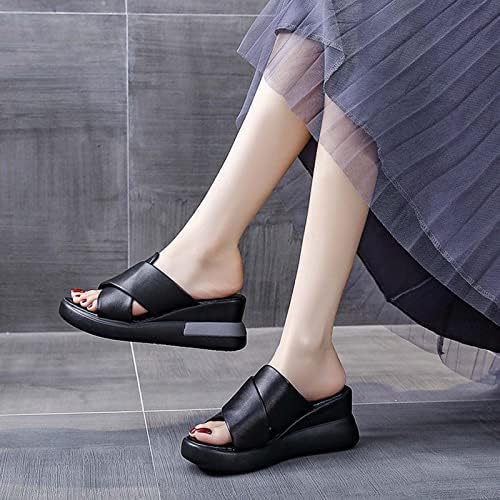 Sandálias de plataforma elegante para mulheres Summer Causl Sapates cruzados de cunha aberta do pé de calcanhar de calcanhar