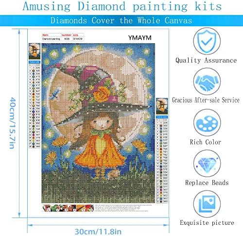 Ymaym Cartoon Girl Diamond Pintura kits para adultos broca completa, kits de arte de diamante travessos para adultos, pintura