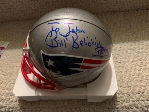 Bill Belichick Hand assinado Mini capacete Patriots assinado com John JSA - Mini capacetes da NFL autografados