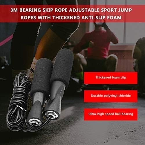 Rolução de pular corda de boxe ajustável pulando equipamentos de exercícios de salto esportivo com espuma anti-deslizamento espessado-preto