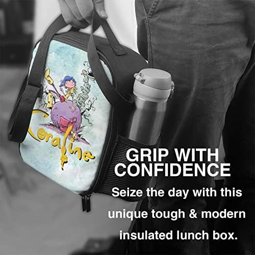 Lancheira de filme de filmes de Cora'line animada Nikroad, lancheira engraçada de anime, sacola isolada reutilizável durável, bolsa