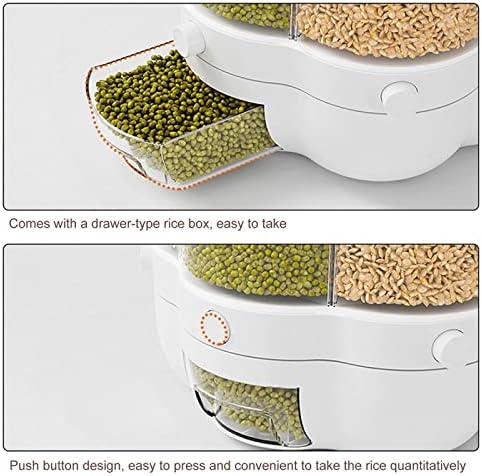 Dispensador de arroz Rice Rice Armazy Armazenamento de arroz Distribuidor de grãos rotativos de 6 grades 10kg 6 grade de