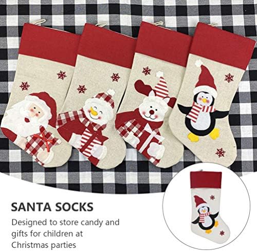 Toyandona Christmas meias de bolsa de presente meias: 2pcs criativo xmas boneco de neve de pinguim de pinguim pingada de pingente de