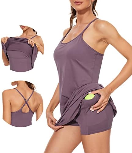 Vestido de tênis de Zando com shorts embaixo - vestidos atléticos para mulheres, vestido de exercícios de roupas de golfe