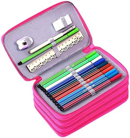 Caixa de lápis de lápis fofa de gatuida, caixa de lápis de caneta de grande capacidade com 4 compartimentos, 72 slots para bolsa
