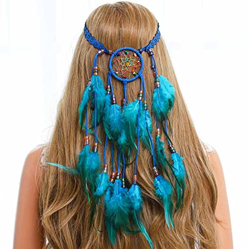 Gangel Dreamcatcher Feather Bandas da cabeça boêmia Cabeça cigana Cabeça de cabeça Hippie Banda de cabelo ajustável Boho