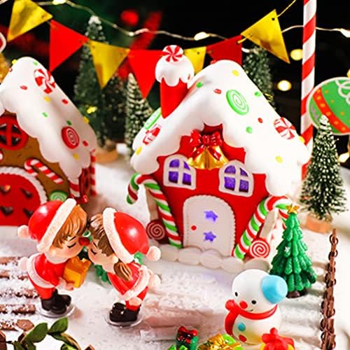 1pc Christmas iluminada com ornamentos de pão de gengibre, LED Light Up Gingerbread House Candy House Ornament Orient
