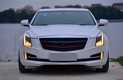 2PCS Faróis e 2PCs LED Bumper Daytime Running Fog Light Conjunto de luz para 2013-2019 Cadillac ATS LED LED DIA DIA DIA COM LUZES COM LED LED LED LED WHITE & TURN AMAREL