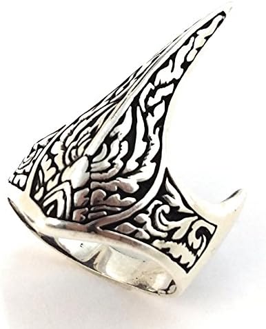 Fang Biker Gótico Retro 925 Esteling Silver Turkish Handmade Luxury Men's Thumb Ring