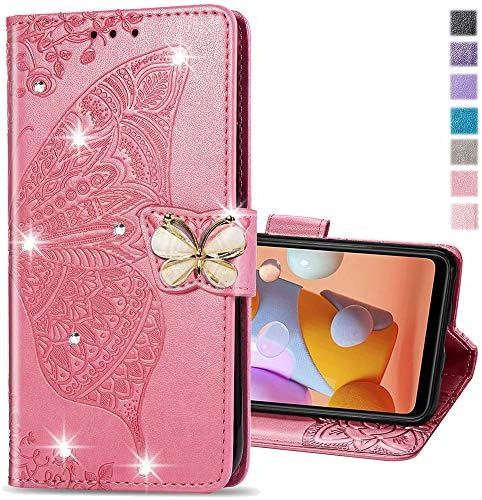 Cotdin para compatível com o Samsung Galaxy S23 Case Glitter Bling com suporte de cartão e uma carteira de couro de couro capa protetora de diamante para Samsung Galaxy S23 5g Crystal Pink
