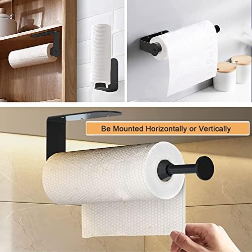 Suporte de toalhas de papel LazySheep sob o armário ， Operável para montagem de parede de uma mão Suporte de toalha de papel com efeito de amortecimento, auto-adesivo ou perfuração para cozinha, banheiro