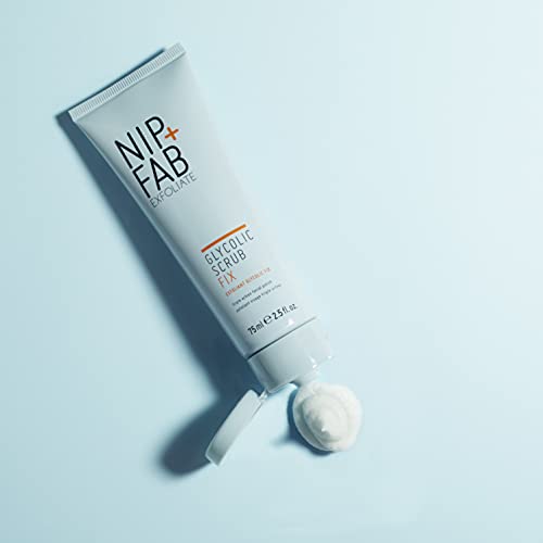 NIP + FAB Ácido glicólico Fix do face com ácido salicílico, AHA/BHA esfoliando o limpador facial polimento para refinar os poros iluminando a pele, 75 ml 2,5 fl oz