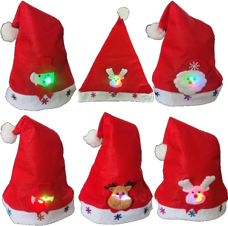 10 pacotes Luz de pano sem tecido não tecido Papai Noel Caps de Natal para adultos, chapéu de Natal para crianças