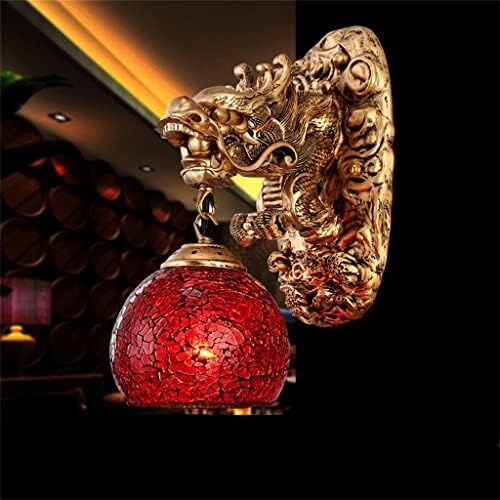 Czdyuf China Style Resina Dragon Lâmpada de parede iluminação de vidro Lamphade Home Decoration Sala de estar corredor