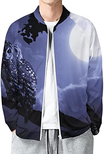Coruja e lua unissex raglan jaqueta zip-fradshirt crewneck jacket cool casaco casual Outwear