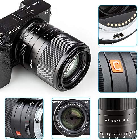 VILTROX 56mm F1.4 f/1.4 Foco automático e lente para Sony E Mount A6300 A6400 A6500 A6600 A7S A7C A7ⅱ A7Rⅱ A7Sⅲ A7ⅲ A7Rⅲ A7Rⅳ
