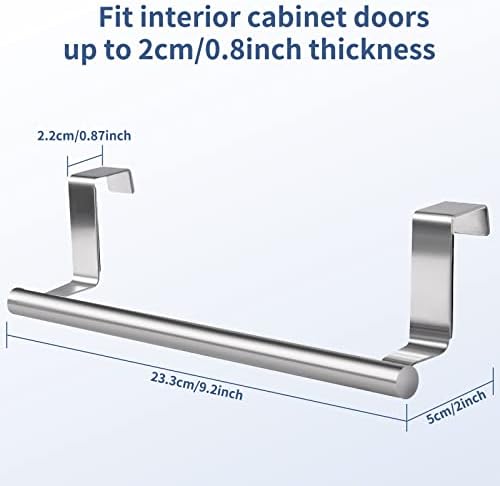 Tophome 4pcs sobre o suporte da barra de toalhas da porta em aço inoxidável sobre o cabide do toalheiro do armário com ganchos para banheiro e cozinha