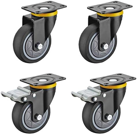 Rodas pesadas de rodas de mamona-4pcs rodas de lançador de placa industrial, mobiliário de carrinho de borracha TPR, com travamento