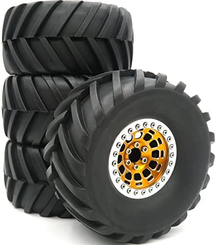 Hobbysoul 5.12 '' / 130mm 2,2 pneus e liga liga 2.2 rodas cor preta de champanhe, deslocamento negativo 2.2 rodas e