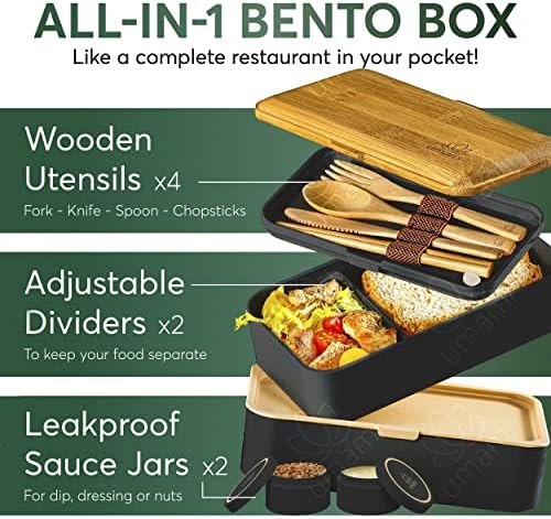 Lunch Bento Bento Bento Bento com utensílios, 40 oz de lancheadores de preparação para preparação de refeições grandes e