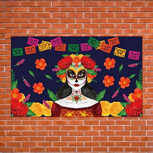 Dia das decorações mortas Dia de Los Muertos decoração Sugar Skull Photo Cenário mexicano Fiesta Decoração de festa temática e suprimentos para altar de casa