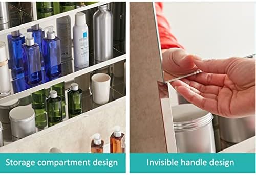 Armário de remédios para banheiro em aço inoxidável, para uso em ambientes úmidos/seco espelho de parede com gabinete de armazenamento