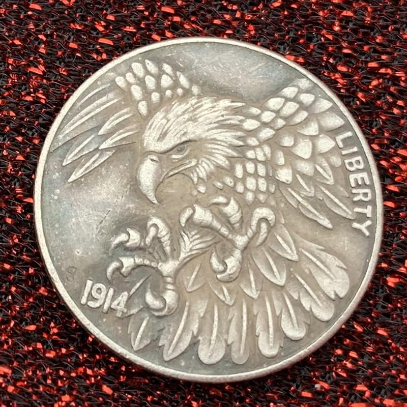 1914 Falcon predador animal Antique Copper Old Prata Comemorativa Coin Eagle Claw 20mm Falcon Silver Moedra Craft Coin