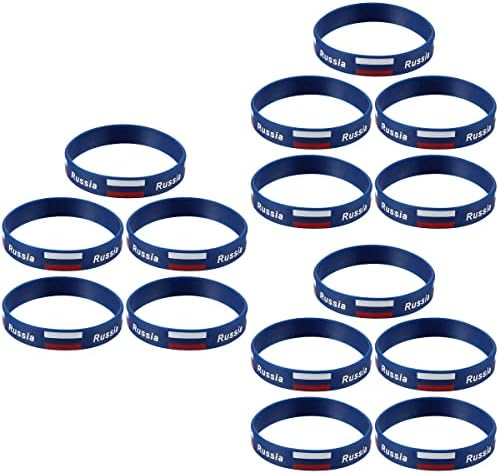 Besportble 15 PCs Pulsia Rússia Fland Country Flag Impresso Pulseira Silicone Sports Bracelet Hand Ring Ring para partida de futebol
