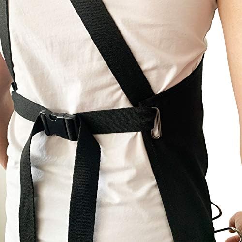 Avental de trabalho Hazben - avental de chef durável e ajustável com bolsos para uso de cozinha ou oficina - perfeita para homens e mulheres, preto