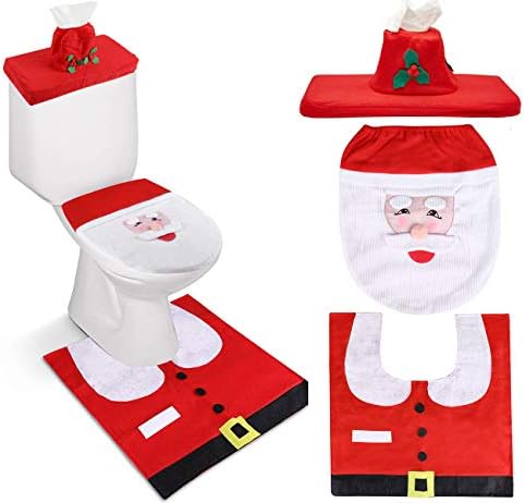 3 peças capa de assento no vaso sanitário de Natal, boneco de neve no nariz 3d capa de assento no banheiro e tapete para o banheiro de Natal decorações de enfeites de vaso sanitário