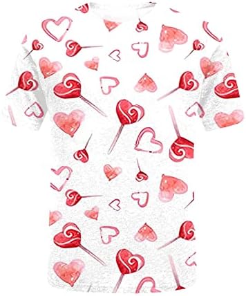 Camisas dos namorados para mulheres ditsy coração príncipe camisa de camisa impressão de férias de verão tamas de manga curta Crewneck Camiseta fofa