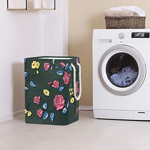 NDKMEHFOJ FLORES Ilustração Rapazina de lavanderia cestas de roupas sujas de roupas sujas de roupas de água dobrável colorida para suportes destacáveis ​​para casa