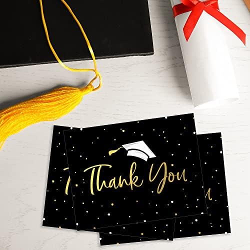 Faux Gold Confetti Graduation Cards/100 Cartões de notas em massa com envelopes brancos/4 1/4 x 5 1/2 High School College Grad Cartings/Made in the EUA