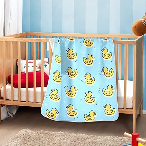 Cobertor cobertor de pato amarelo cobertor de algodão para bebês, recebendo cobertor, cobertor leve e macio para berço, carrinho, cobertores de berçário, 30x40 em ceruleanos